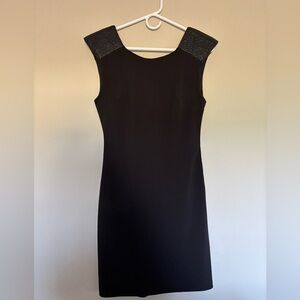 Guess Black Midi Dress with Embossed Shoulders